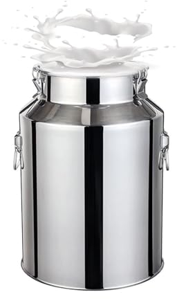 TOOYITR Milchkanne Edelstahl Versiegelter Eimer mit Deckel Milchkannen Schwerlast Milchkanister Weinkübel Eimer,7L
