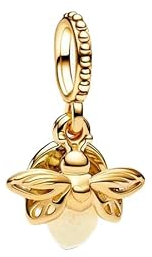 Feitery Compatible with Charms Pandora Armband Goldenes Glühwürmchen Herz Anhänger Meerestiere