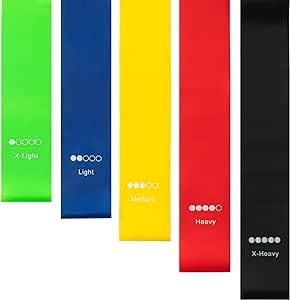 Good Nite Fitnessbänder [5er Set] Unisex Resistance Bands Set für Fitness Yoga die Widerstandsbänder Krafttraining in Händen Hüften und Beinen Freundlich für Haut mit 1 Tragbaren Tasche