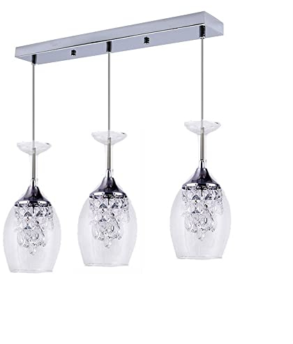 Modern Chandelier Modern Crystal Wine Glasses Chandelier, 3 Lights Nordic Led Pendant Light, Ceiling Hanging Lamp Fixtures for Bar Living Room, Study, Bedroom, Corridor, Exhibition Hall, Kitchen, Hote