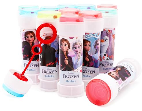 Toyland® 12er-Pack Frozen Seifenblasen mit Zauberstäben, 60ml Lösung und neuartigem Labyrinthdeckel - Taschengeld und Partytütenspielzeug