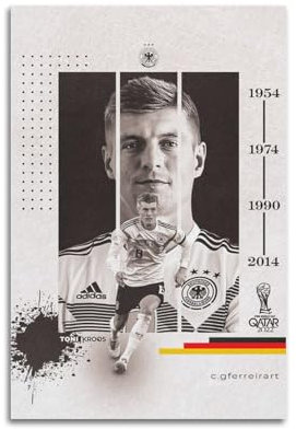 Toni Kroos Dekoratives Gemälde, Schauspieler, Stern, Sportler, dekoratives Poster, Leinwand-Dekoration, Druck, Ölgemälde, Rap-Stern, Wohnzimmer, Heimdekoration, 30 x 45 cm, ungerahmter Stil