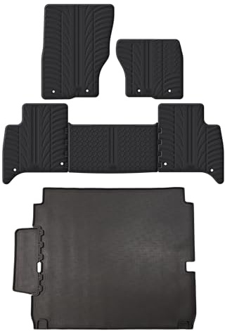 Travall Rubber Boot Mats & Car Mats Bundle compatible with Landrover Discovery 5 (2016-Current) Heavy Duty Floor Mats Moulded Premium Mats Easy Clean Black with Clips - Anti Slip