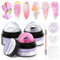SAVILAND Gel 3D Nail Art Kit, Gel de Sculpture 3D Clair/ Rose/ Argent avec Pinceau Sculpture, Modélisation de Motifs pour Décoration, Renforcement des Ongles, Nail Art Design