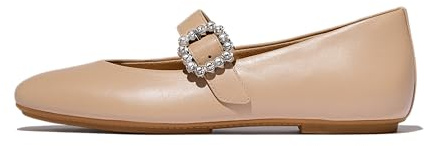 Fitflop Damen Delicato Kristallschnalle Leder Mary Janes flach, Beige (Classic Beige), 6 UK Narrow