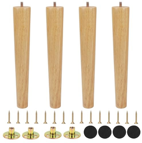 FOGAWA 4pcs Pieds de Meuble Bois de Rechange 30cm, Pieds de Canapé en Bois pour Canapé Lit Tiroir Fauteuil Table de Nuit Armoire