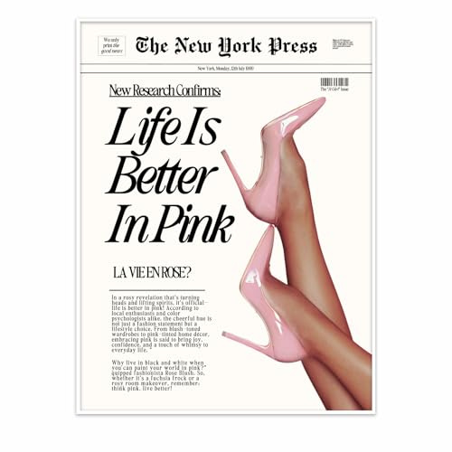 YAXZLWR Retro-Poster mit rosafarbenen Nachrichten, kokettes Raumdekor, rosa, trendige, adrette New York-Wandkunstdrucke, 70er-Jahre-Leinwand, Raumdekoration, ästhetisches Schlafzimmer, Wohnung für