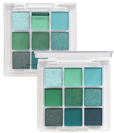 Lidschatten Grün – Lidschatten und Glitzer, grüner Lidschatten mit Pailletten | Palette mit 9 Lidschatten mit Pigmenten, Perlmutt – professionelles und wasserdichtes Augen-Make-up