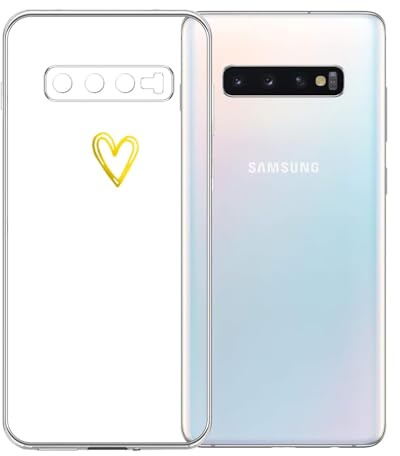 Demnkun Handyhülle für Samsung Galaxy S10 Hülle Durchsichtig, Dünne Weiche TPU Silikon Transparent Samsung Galaxy S10 Schutzhülle mit Liebe Herz, Nie Vergilbung Kratzfest Klar Cover case