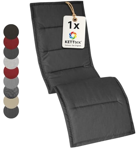 KETTtex EXKLUSIV Auflage Bäderliege Agora anthrazit I Gartenliege Polster 205x55x3cm I hochwertige & Pflegeleichte Liegenauflage I Wetter- & formbeständiges Liegekissen I Liegestuhl-Auflage