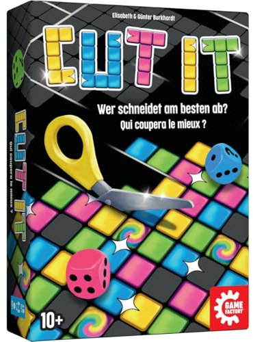Game Factory 646063 Cut it, innovatives Würfelspiel, Würfeln, Schneiden, Puzzeln, cleveres Familienspiel für 1 bis 4 Personen, ab 10 Jahren