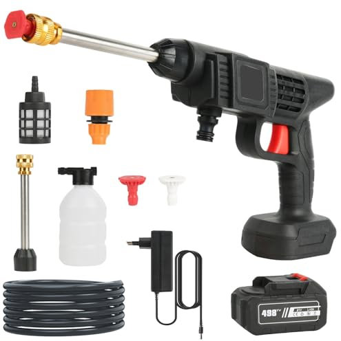 Portable Cordless Pressure Washer, 21V 35 Bar High-Pressure Washer with 12000mAh Rechargeable Battery,5m Hose,Soap Dispenser Bottle, Jet Wash Pressure Cleaner for Car/Floor/Garden Cleaning & Watering