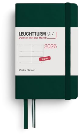 LEUCHTTURM1917 372734 Wochenkalender Mini (A7) 2026, Forest Green, Englisch