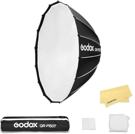Godox QR-P150T 150cm//59.1 Pouces Softbox Parabolique à Dégagement Rapide,Monture Bowen avec Diffuseur Intérieur et Frontal,Convient pour Les Prises de Vue sur Site et dans Les Petits Espaces