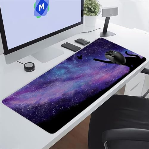 Chats Ciel Étoilé Tapis de Souris de Jeu 1500x800x2 mm Grand Tapis de Souris Gaming sous-Main Bureau Gamer Large avec Base Antidérapante Tapis de Clavier Lavable pour Gamer PC