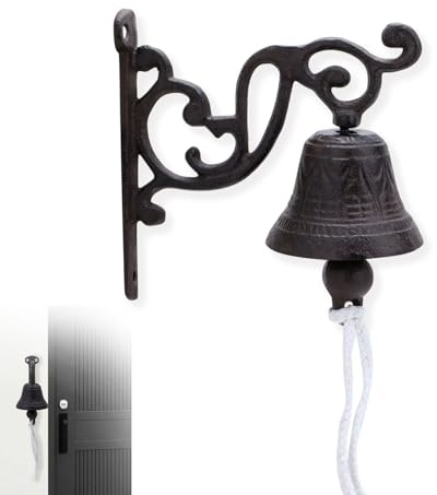 Gusseisen-Abendessenglocke, Vintage-Glocke zur Wandmontage, vielseitig einsetzbare hängende Glocken zum Essen, Treffen und Begrüßen von Gästen, dekorative Glocken mit klarem Klang (Stil B)