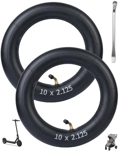 LAOYE 2 Stück 10 Zoll Schlauch 10x2.125 Winkelventil 45° Schlauch für E Scooter für Reifen Kinderwagen Dreirad Laufrad Fahrrad Kinderrad