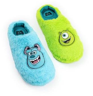 Disney Monster AG Mike Wazowski & Sulley Hausschuhe in Blau und Grün | Flauschige für drinnen | Unisex für Erwachsene Fanartikel