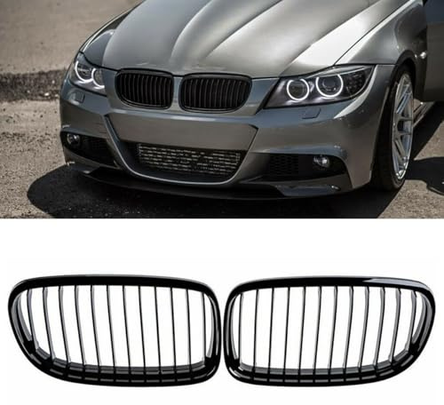 MAGICKIT E90 Kühlergrill für BMW 3er E90 E91 2008-2011 Nieren Kühlergrill Glanz Schwarz Gitter Grill