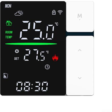 WiFi Programmable Thermostat with 3A/16A Options, Compatible with App and Multi‑Voice Platforms for Electric Floor Heating, Water or Gas(White 16A-WIFI)