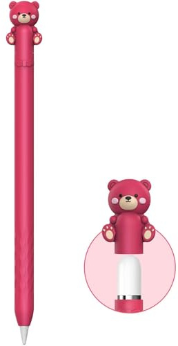 NIUTRENDZ Funda para lápiz de Apple, manga de silicona dulce, accesorio para la piel (oso fresa rosa, lápiz de manzana 1st generación)
