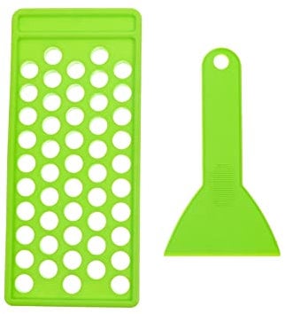 SOLUSTRE Lip Balm Filling Tray and Spatula Set Lipstick Crafting Kit Portable Filling Tray with 50 Small Holes Easily Fillable 50 Pieces Lip Balm Containers for Home DIY (Green)