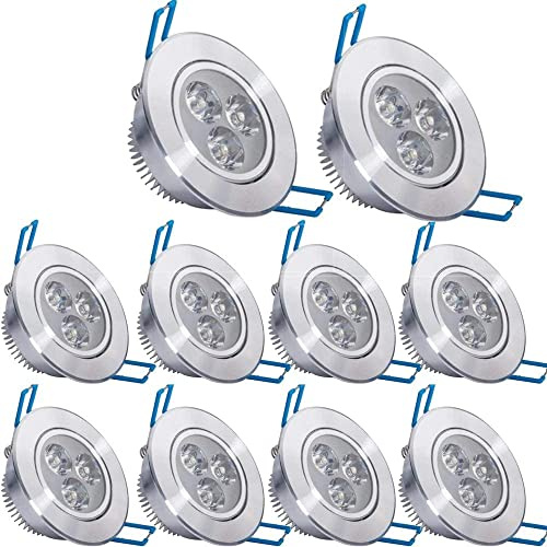 MODOAO Pack of 10,110V 3W LED Ceiling Light Downlight,Cool White Spotlight Lamp Recessed Lighting Fixture,with LED Driver