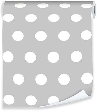 Vliestapete Punkte Grau Weiß Scandinavian - 10mx50cm inkl. Kleister - für Kinderzimmer Modern 10M Rolle Vlies Tapete Tapeten Wandtapete Mustertapete UV-Beständig
