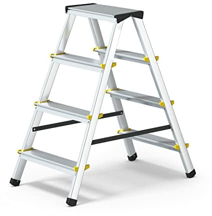 DWA Escabeau double pliable en aluminium 4 marches