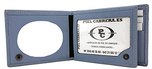 Cartera Porta Placa con Monedero para Guardia Civil, Policía Local, Protección Civil, Seguridad Privada, Cruz Roja. Mod. HONORES (Celeste)