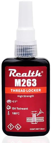 Realth M263 Threadlocker | High Strength Strong Adhesive Primerless Oil Tolerant Thread Locker 50ML for Machinery Motor Engine Compressor Repairing Fixing (M263A)