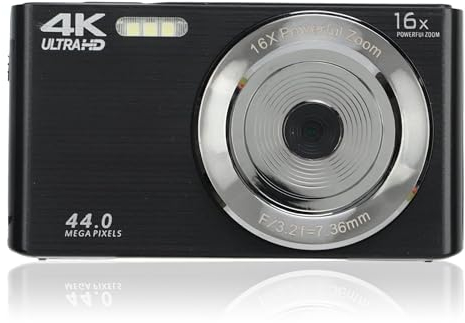 4K-Digitalkamera, 16-facher Digitalzoom, 44-Megapixel-Vlog-Kamera, 2,8-Zoll-Bildschirm, Integriertes Fülllicht, Unterstützung für USB-Datenübertragung, Anti-Shake (Schwarz LR063682)