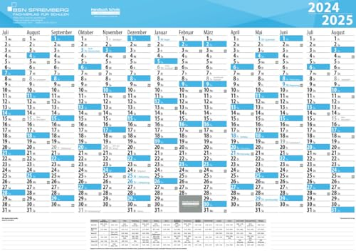 Schuljahres-Wandkalender 2024/2025 | XL Format 59,4 x 42 cm | 14 Monate: Juli 2024 bis August 2025 | mit Ferien- und Feiertagen | BSN 00000004