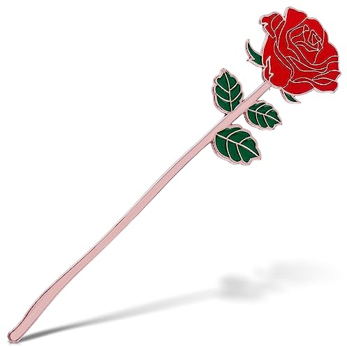 Bewudy Metall-Lesezeichen, rote Rose Lesezeichen Exquisite Geschenke Lesezeichen für Buchliebhaber Studenten Lehrer Freunde Lesezeichen Weihnachten Geburtstag Graduierung Valentinstag Geschenke (Rot)