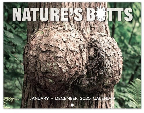 Gag Gifts - Wandkalender 2025 White Elephants Natures Butts Kalender 2025 mit Dickem Papier 21,6 x 27,9 cm Jan.2025 - Dez.2025 12 Monatskalender Planer Wandkalender 2025 Lustiger Kalender für Familie