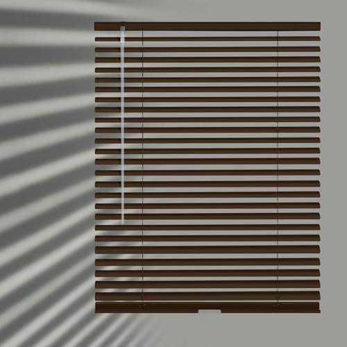 HIDODO Mini-Jalousien aus Aluminium für Fenster, schnurlos, horizontale Fensterblenden zur Lichtanpassung, Metall-Jalousien, wasserdicht, für Schlafzimmer, Badezimmer, 86,4 cm B x 162,6 cm H, Braun