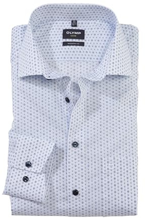 OLYMP Herren Businesshemd Langarm Luxor,Rotationsdruck,modern fit,Global Kent,bleu 11,39