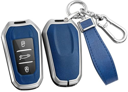 ontto Coque de clé de Voiture - Convient pour Peugeot 3008 5008 208 308 508 307 Citroën C1 C3 C4 C5 Picasso DS3 DS5 Cactus - Boîtier de clé Porte-clés à 3 Boutons - Bleu argenté
