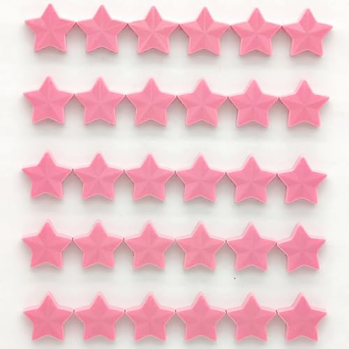 PYJLBX Magnete für Magnettafel - 30 Stück Kühlschrankmagnete Mini Magnete für Whiteboard, Pinnwand und Küche (Sterne, Rosa)