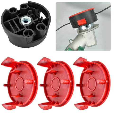 For Bosch F016800431 Trimmer Line, Cutting Thread Grass Trimmer Spool Line for AFS 23 to 37 Brush Cutters, with F016F04841 Spool Cover, F016F04839 Base, 37cm × 3.5mm (3 Cover 1 Base)