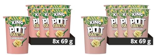 Pot Pasta King Creamy Carbonara instant hot snack from the nation's favourite instant noodle brand* quick snacks for when you need filling up 8x 69 g (Pack of 2)