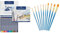Faber-Castell 114624 - Aquarellstifte Goldfaber, 24-teiliges Buntstifte Set & Amazon Basics – Künstlerpinsel im Set, 10Stück verschiedene Größen für Künstler, Erwachsene und Kinder, Blau, 1 Packung
