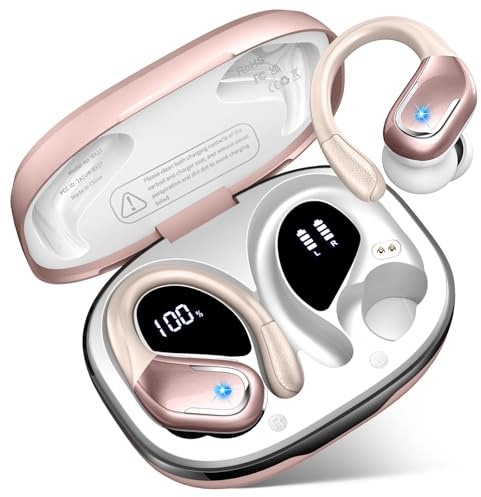 Bluetooth 5.4 Kopfhörer Sport, 75Std 3D-Stereo Kopfhörer Kabellos Bluetooth, IP-X8 Wasserdicht Tiefer Bass Wireless Earbuds, 4 ENC Noise Cancelling Mic Headphones, USB-C in-ear Ohrhörer Gym Joggen