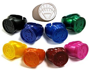 Linterna verde Blackest Night/Brightest Day – Juego de 9 de anillos Color Blanco/Rojo/Naranja/Amarillo/Verde/Azul/Azul/Violeta/Negro por DC COMICS