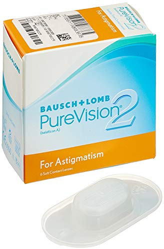 Bausch und Lomb PureVision2 for Astigmatism Monatslinsen, torische Kontaktlinsen, weich, 6 Stück BC 8.9 mm/DIA 14.5 / CYL -2.25 / Achse 170 / -7.5 Dioptrien