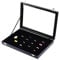 Sinoba Schmucklade Schmuckkasten Schaukasten Schmuckdisplay mit Glasdeckel (Ohrringe, Ohrstecker und Fingerringe)
