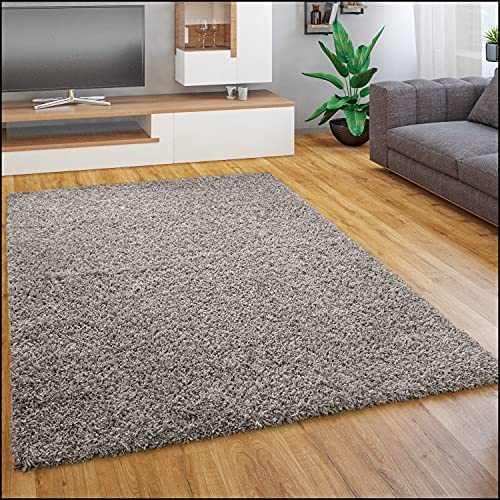 Paco Home Teppich Wohnzimmer Schlafzimmer Hochflor Shaggy Flokati Optik Einfarbiges Design Weich Flauschig Moderne Deko, Grösse:100x200 cm, Farbe:Grau
