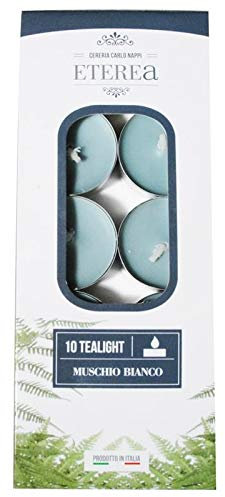 CANDELE PROFUMATE TEALIGHT CONFEZIONE 10 PEZZI ETEREA ESSENZA MUSCHIO BIANCO 3,6x1,7 cm