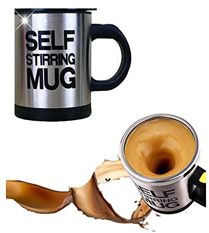 Mengshen Self Stirring Mug Travel Coffee Cup Tazas kettle mixer shaker steel stainless 400ml, MS-A004A Black