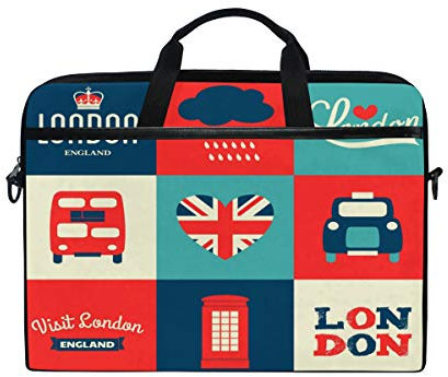 Mnsruu Laptop-Hülle mit Union Jack-Motiv und London-Bus, 38,1 cm (15 Zoll)